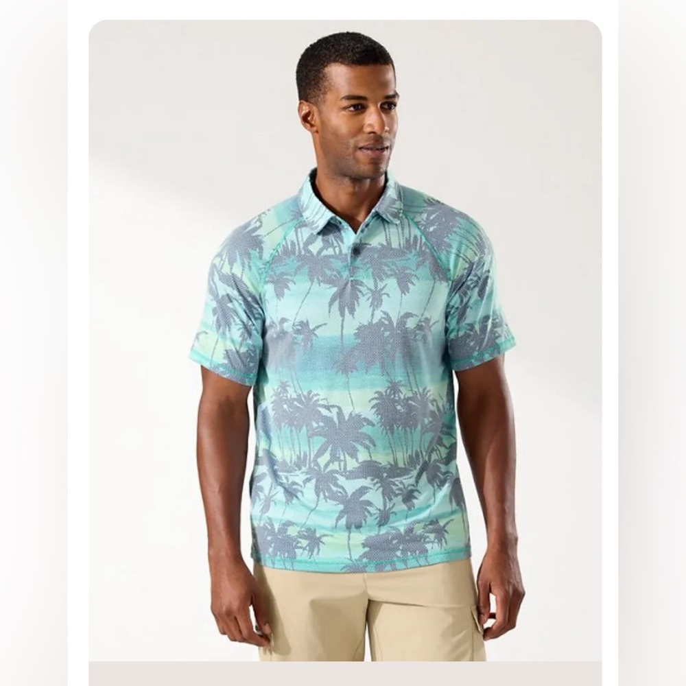 Tommy Bahama  IslandZone Palm Printed Polo Shirt Men’s Size Medium
